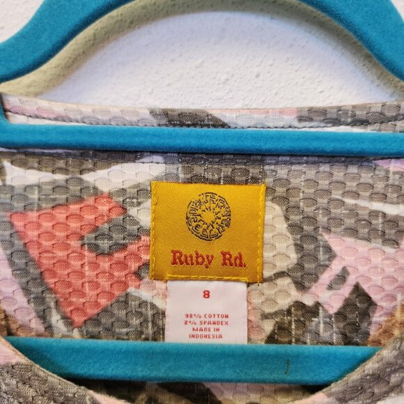 Ruby Rd Jacket Blazer S Textured Cotton Stretch Abstract Coastal Button Office - Picture 3 of 10